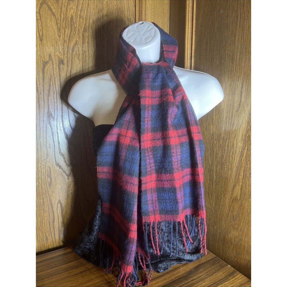 Vntg Christian Dior Monsieur Cashmaire Tartan Scarf Red Black Made In Japan 56"